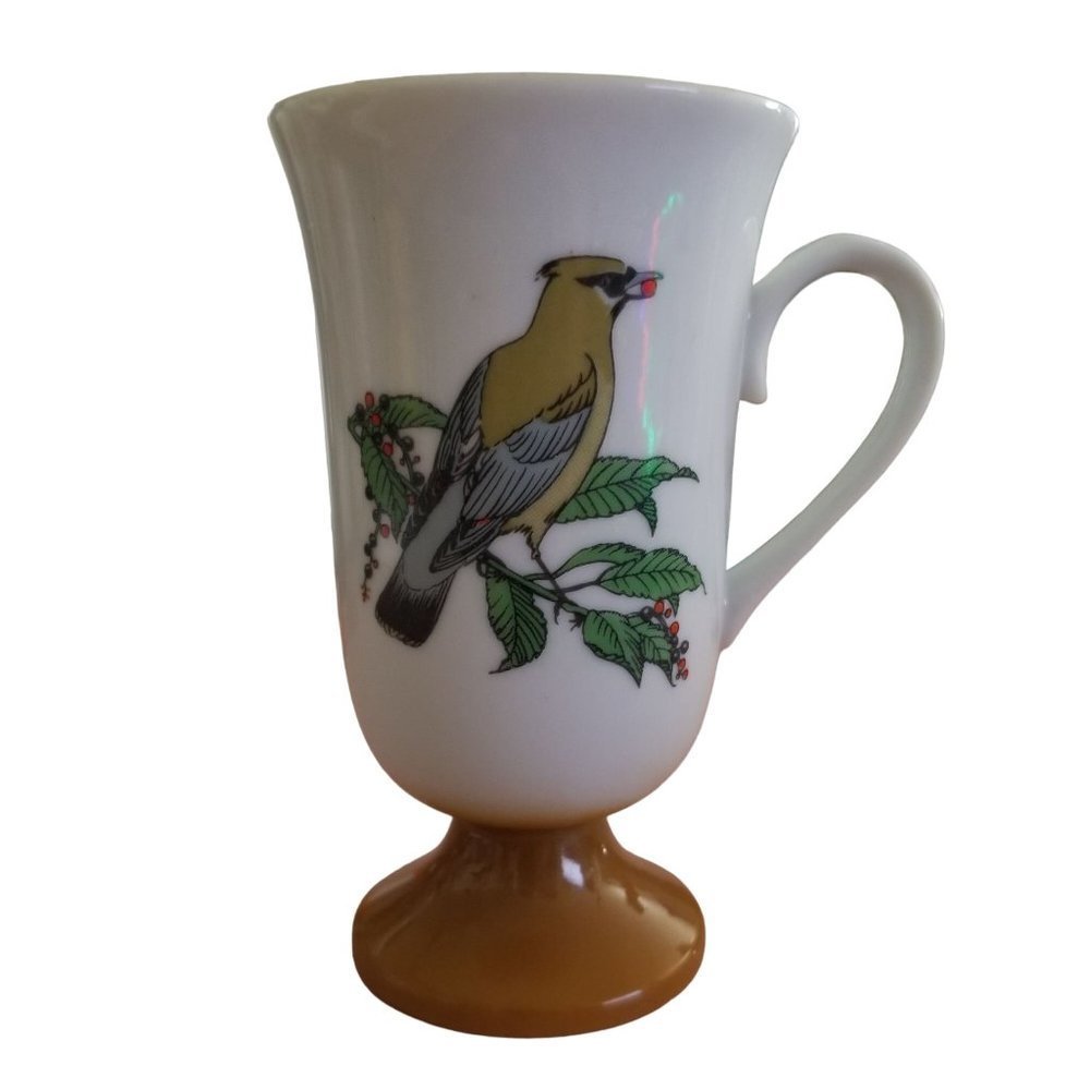 SOLD  Roberts Song Bird Irish Coffee Mugs Pedestal Tea Cups Set of 5 - Picture 7 of 16